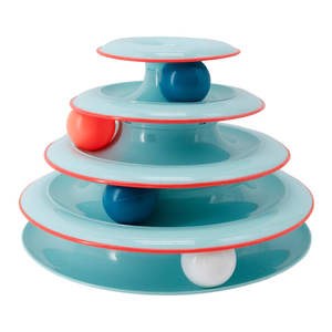lot 18453 image: Petstages Chase Meowtain Tracks Cat Toy - 4 Levels of Fun Interactive Play - Circle Track with Moving Balls Satisfies Kittys Hunting  Chasing and Exercising Needs - Retail $45