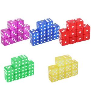 lot 18461 image: 50pcs 16mm Game Dice, D6 Six Sided Dice Set Colored Casino Dice Translucent Acrylic Dados for Yahtzee,Tenzi, Farkle, Bunco, DND, MTG, RPG,Table Board Game or Teaching Math - Retail $9