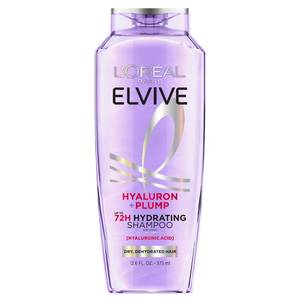 lot 18462 image: LftOreal Paris Elvive Hyaluron Plump Hydrating Shampoo for Dehydrated, Dry Hair Infused with Hyaluronic Acid Care Complex, Paraben-Free, 12.6 Fl Oz - Retail $6