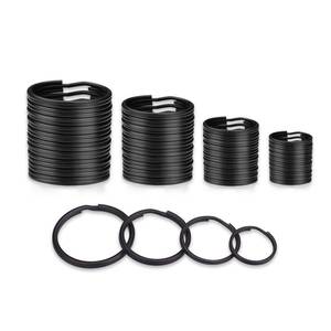 lot 18473 image: ZoloAJay 40 Pack Black Key Ring Keychain Assorted in 4 Sizes Metal Round Split Key Chains Rings for Home Car Dog Tag Office Lanyards Keys Attachment - Retail $5