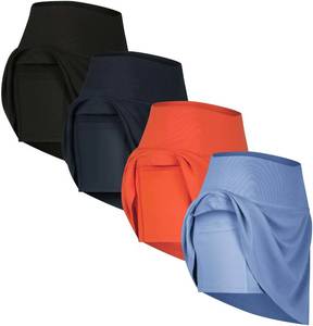 lot 18475 image: Real Essentials 4 Pack Womenfts Ribbed Active Skort Pockets Skirt Running Tennis Golf Workout Sports (Available in Plus) - Retail $45