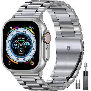 lot 18481 image: EPULY Compatible with Apple Watch Band 49mm 45mm 44mm 42mm 41mm 40mm 38mm, Business Stainless Steel Metal Watchband for iWatch Band Series 9, Ultra 2, SE, Ultra Series 8 7 6 5 4 3 2 1 Men and Women - Retail $20
