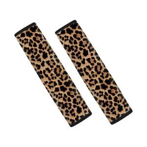lot 18486 image: Dreaweet 2 Pcs Brown Leopard Print Seat Belt Cover Soft Car Seatbelt Pads Wild Cheetah Car Accessories Shoulder Strap Pad Covers for Women - Retail $12