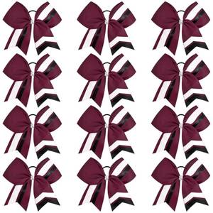 lot 18489 image: 12PCS Cheer Bows Bulk Glitter Cheerleading Bows Girls Hair Bows Cheer Bows Elastic Band Ponytail Holder for Cheerleaders Teen Girls College Sports Competition - Retail $18