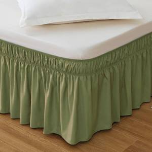 lot 18491 image: MEILA Queen Bed Skirt, Wrap Around Ruffle Bed Skit for Queen Beds with 24 inch Drop, Elastic Dust Ruffles Easy Fit Wrinkle and Fade Resistant, Sage - Retail $25