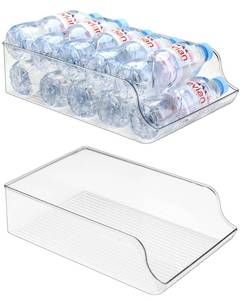 lot 19309 image: Puricon 2 Pack 16.9 oz Water Bottle Dispenser Organizer for Refrigerator Plastic Container Storage Bin for Fridge Freezer Pantry Kitchen - Retail $21