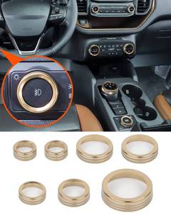 lot 19317 image: Savadicar CKT02 Billet Aluminum Control Knob Trim Sets, Headlight4WDHVAC Climate Control Knob Bezels, Air ConditionerRadio Switch Cover for 2021-2025 Ford Bronco Sport, Interior Accessories, Gold - Retail $31