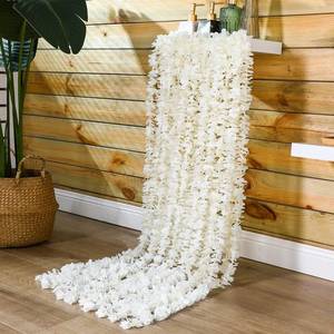 lot 19319 image: Janinka 6.5 Feet Wisteria Flower Garlands Faux Vine Flower Backdrop for Wall Arch Garden Home Wedding Decoration(Milky White,12 Packs) - Retail $30