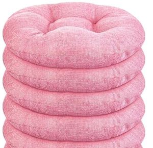 lot 19321 image: 15in Pink Round Floor Cushions Set of 5 - Retail $35