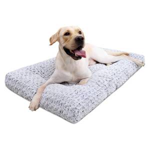lot 19322 image: KSIIA Washable Dog Bed Deluxe Plush Dog Crate Beds Comfy Kennel Pad Anti-Slip Pet Sleeping Mat for Large, Jumbo, Medium, Small Dogs Breeds, 35 x 23in, Gray - Retail $23in