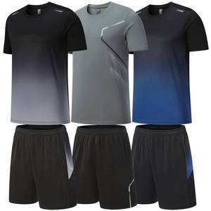 lot 19324 image: BOOMCOOL Gym Clothes for Men Workout Shirts Menfts Sets Outfits 3 Pack (as1, Alpha, l, Regular, Regular, 6801-Black Gray Blue) - Retail $37