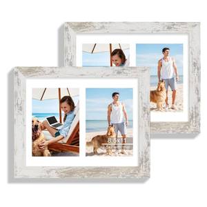 lot 19325 image: Hongkee 8.5x11 Picture Frame Set of 2, Distressed White Certificate Document Frames with Glass Collage Frame, Display Pictures Two 5x7 With Mat or 8.5 x 11 Without Mat, Photo Frames Wall Gallery - Retail $17