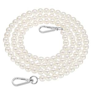 lot 19327 image: uxcell 2 Pcs Imitation Pearl Purse Strap, 47 Inch Handbag Purse Chain with Plate Clasp Replacement Extender Bead for DIY Decorative Handbags Bags, Silver - Retail $15