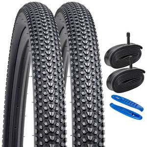lot 19329 image: YUNSCM 26 Mountain Bike Tires 26x2.1052-559 and 26in Bike Tubes Schrader Valve Compatible with Off Road Bike 26x2.0 26 x 2.10 26x2.125 Bicycle Tires and Tubes (Y-1088) - Retail $48in