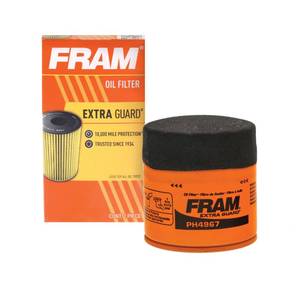 lot 20004 image: FRAM Extra Guard PH4967 10K Mile Change Automotive Replacement Interval Spin-On Engine Oil Filter for Select Vehicle Model Years, Vehicle Engine Protection Oil Filter for Everyday Drivers - Retail $4