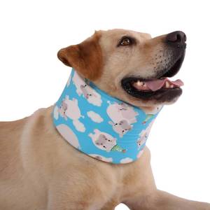 lot 20006 image: LovinPet Dog Recovery Collar, Adjustable Soft Cone for Medium and Large Dogs, Post-Surgery Comfort and Lick Prevention, Hippos Zoo Print, Blue - Retail $26
