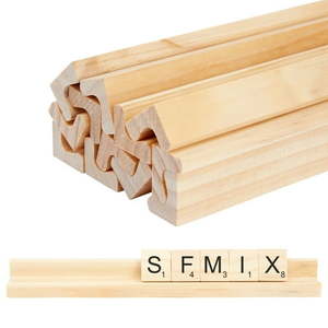lot 20016 image: 12 Pack Wooden Letter Racks for Scrabble Tiles Pieces  Replacement Game Tray Holders for Crafts (7.5 x 0.75 x 0.85 in) - Retail $29