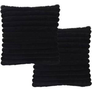 lot 20022 image: 2 Pack 18x18 Pillow Cover Velvet Pillow Covers, Faux Fur Square Throw Pillow Covers for Living Room Decorations Throw Pillow Case, Throw Pillow Cover Cushion Cover for Home Sofa Bedroom Car, Black - Retail $10