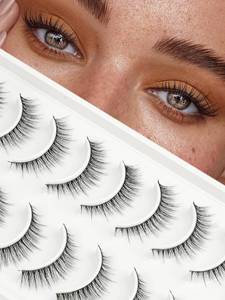 lot 20027 image: False Eyelashes Natural Look 10mm Short Very Small False Lashes Wispy with 0.10mm Thin Band Every Day Naturales Fake Eye Lash Strips 10 Pairs Pack by EMEDA (FR105) - Retail $8
