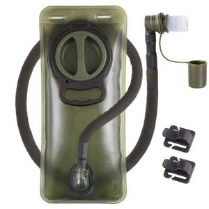 lot 20060 image: 2L Hydration Bladder, Water Bladder for Hiking Backpack 2 Liter Military Green Water Storage Bag with Insulated Tube, Hydration Back Pack Replacement for Outdoor Camping Running Cycling - Retail $13