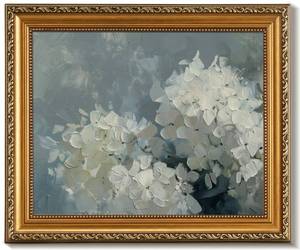 lot 20066 image: uniro Vintage Gold Framed Wall Art for Home Decor, Retro Blue Hydrangea Flower Canvas Art Prints Artwork, Aesthetic Bedroom Wall Art Easter Floral Wall Decor, French Country decor Spring Oil Painting  8x10Inch - Retail $29
