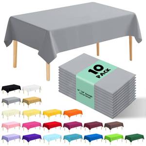 lot 20075 image: JHDZDHY 10 Pack Premium Disposable Plastic Tablecloth 54 X 108in Rectangle Table Cover for Birthdays Weddings Christmas Anniversary Buffet Table (Silver Grey) - Retail $13in