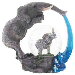 lot 20076 image: Elanze Designs Elephant Bath time Fun Magical Whimsical Tabletop Dresser Nightstand Figurine Miniature 45MM Sturdy Polyresin Glitter Water Snow Globe Decoration - Retail $13