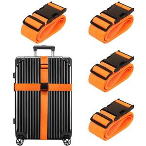 lot 20088 image: Luggage Straps for Suitcases TSA Approved Travel Belt 4 Pack by Chelmon(Orange) - Retail $8