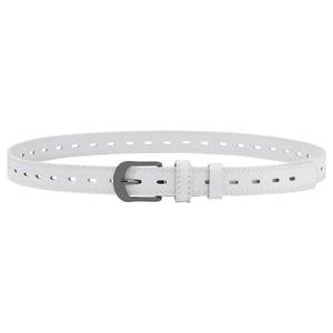 lot 20091 image: WELROG Women Skinny Leather Belt, White Full Hole Belt with Flat Buckle for Jeans Pants Dresses - Retail $28,061