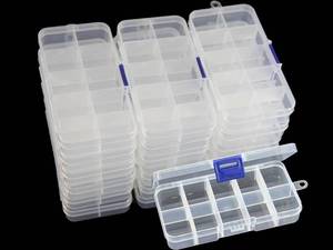 lot 20093 image: JESEP YONG 20 packs Plastic Organizer Box 10 Grids Clear Storage Container Jewelry Case with Fixed Dividers for Beads Art DIY Crafts Jewelry Fishing Tackles (20pcs 10 Grids Box) - Retail $15