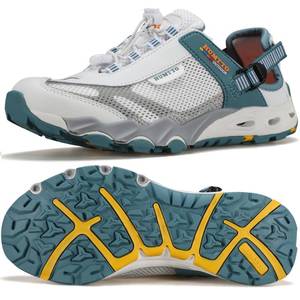 lot 20098 image: HUMTTO Menfts Amphibious Water Shoes - Outdoor Hiking Sandals for Men Summer Non-Slip Quick Drying Water Sandals River Shoes 9-9.5 White-Lake Blue - Retail $189