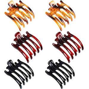 lot 4382 image: 5 Pieces Plastic Non-slip Hair Claw Clips Glossy Prongs Claw Hair Clips Hairpin Clamp with Inner Teeth for Women, 3 Classic Colors - Retail $9