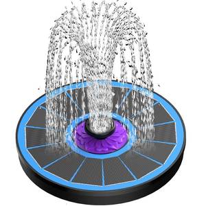 lot 4399 image: SZMP Solar Fountain 3.5W Bird Bath Fountains with Flower Upgraded Glass Panel, Solar Powered Water Fountain with 7 Nozzle and 4 Fixer, Solar Fountain Pump for Bird Bath, Garden, Pond, Pool (Blue) - Retail $17