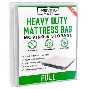 lot 4406 image: Full Mattress Bag for Moving and Storage - 5 Mil Mattress Cover for Moving and Storage - Mattress Protector Storage Bags - Heavy Duty, Reusable, Tearproof - Retail $15