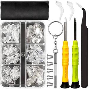 lot 4410 image: Eyeglass Nose Pads, GOTOBA 22 Pairs Screw-in Eyeglasses Nose Pads, Upgraded Glasses Nose Pad Replacement Kit with Eyeglass Screwdriver, Tweezers, Glasses Cloth, Small Screws. - Retail $6