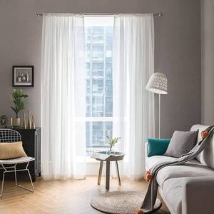 lot 4412 image: MIULEE 2 Panels Solid Color White Sheer Window Curtains Elegant Window Voile PanelsDrapesTreatment for Bedroom Living Room (54 X 92 Inches White) - Retail $20
