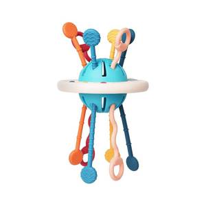 lot 4414 image: LiKee Montessori Toys for Baby 1 Years Old, Sensory Development Toys for Toddlers 1-3, Silicone Pull String Travel Toy for 18 Months, Gift for Baby Shower Infants Car Seat High Chair - Retail $8