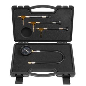 lot 4416 image: Lichamp Fuel Pressure Gauge, Fuel Pump Pressure Test Kit with Hose Adapter, Compatible with Honda, Ford CFI EFI, GM MPI and Chrysler MPFI - Retail $35
