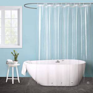 lot 4419 image: EurCross Clear Shower Curtain Liner 72x76inches Long with 5 Magnets, Heavy Duty Weighted Thick PEVA Shower Liner, Transparent Plastic Shower Curtain for Bathroom with 12 Metal Grommets - Retail $16