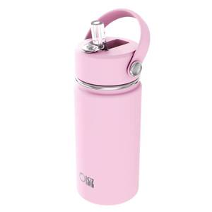 lot 4425 image: OISIZ Kids Water Bottle with Straw Lid 14oz, Vacuum Insulated 316 Stainless Steel Water Bottles for Kids for School, Leakproof Water Bottle, BPA Free and Keep Cold for 24 Hours - Retail $18