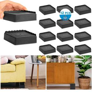 lot 4447 image: Bed Risers 1 inch, 2 inch, 3 inch, 4 inch Heavy Duty, Adjustable Furniture Riser for Table Desk Couch Sofa Chair Recliner Leg Frame Dorm, Stackable Bed Raisers Blocks (Black 4 Pack, 111 inch) - Retail $19