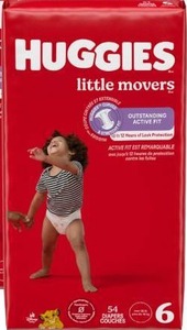 lot 5793 image: Huggies Size 6 Diapers, Little Movers Baby Diapers, Size 6, 1 Packs of 54)