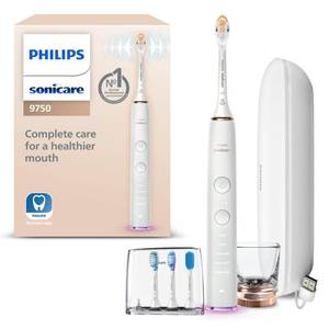 lot 5794 image: Philips Sonicare DiamondClean Smart 9750 Electric Toothbrush, Sonic Toothbrush with App, Pressure Sensor, Brush Head Detection, 5 Brushing Modes and 3 Intensity Levels, Rosegold, HX992467 - Retail $340