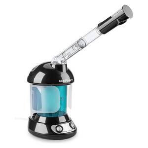 lot 5797 image: Facial Steamer - DENFANY Nano Ionic Face Steamer with Extendable 360° Rotating Arm - Portable Facial Steamer for Personal Care at Home or Salo (Black) - Retail $56