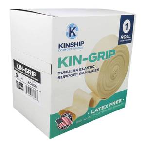 lot 5814 image: KinGrip Tubular Elastic Support Bandages by Kinship Comfort Brands Tubular Bandage Protects Fragile Skin Latex-Free Wound Care for Edema and Lymphedema Support  Made in USA  Size F 4�x10 MTR - Retail $41