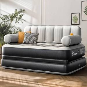 lot 5820 image: YITAHOME Queen Size Air Sofa Bed Mattress with Headboard and Pump, Blow Up Couch Inflatable Bed for Home Living Room, 79 x 60in x 25in (Expanded Size, Black) - Retail $77in