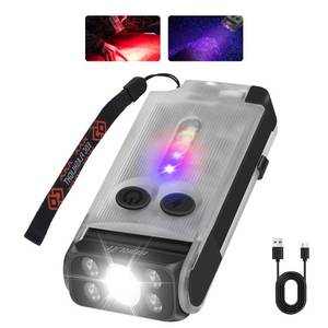 lot 6196 image: BORUIT V30 Rechargeable EDC Flashlight with 365nm Blacklight UVRed Flashlight, Bright Keychain Lights with Clip and Magnet, 180° Rotatable Pocket Flashlight for Everyday Carry and Emergencies - Retail $36