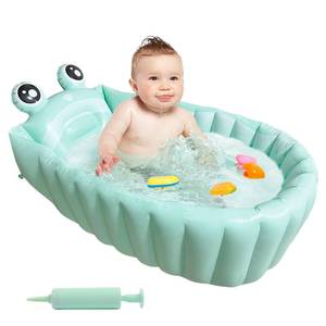 lot 1171 image: HotMax Inflatable Baby Bathtub Portable Travel Bath Tub for Infants to Toddler Foldable Non Slip Spa Tub with Air Pump (Green) - Retail $25
