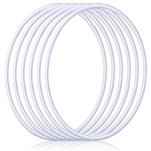 lot 1173 image: Shappy 6 Pcs Exercise Hoop Detachable Adjustable Plastic Toy Playground Toys Colored Hoop Circles for Teens Games Gymnastics Dog Agility Equipment Party Decor(23 Inch,White) - Retail $18