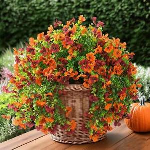 lot 1194 image: Halbeira 2 Pcs Artificial Hanging Flowers Fake Mums for Outdoors Fall Decorations,Faux Silk Daisy UV Resistant Look Real for Outside Home Indoor Planter Porch Garden Yard Decor (Fall Orange) - Retail $7,512